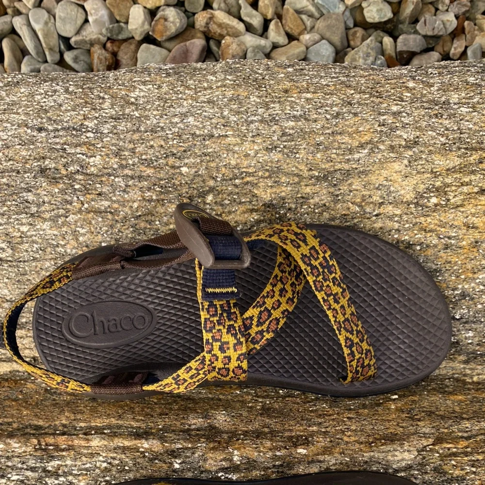 Chaco Kids Leopard Print Yellow Brown Sandals